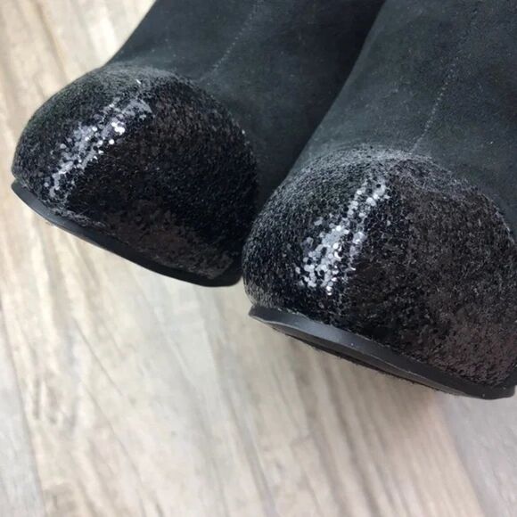 Rampage Harvey Glitter Black Ankle Heel Booties Boots NEW - Picture 11 of 16